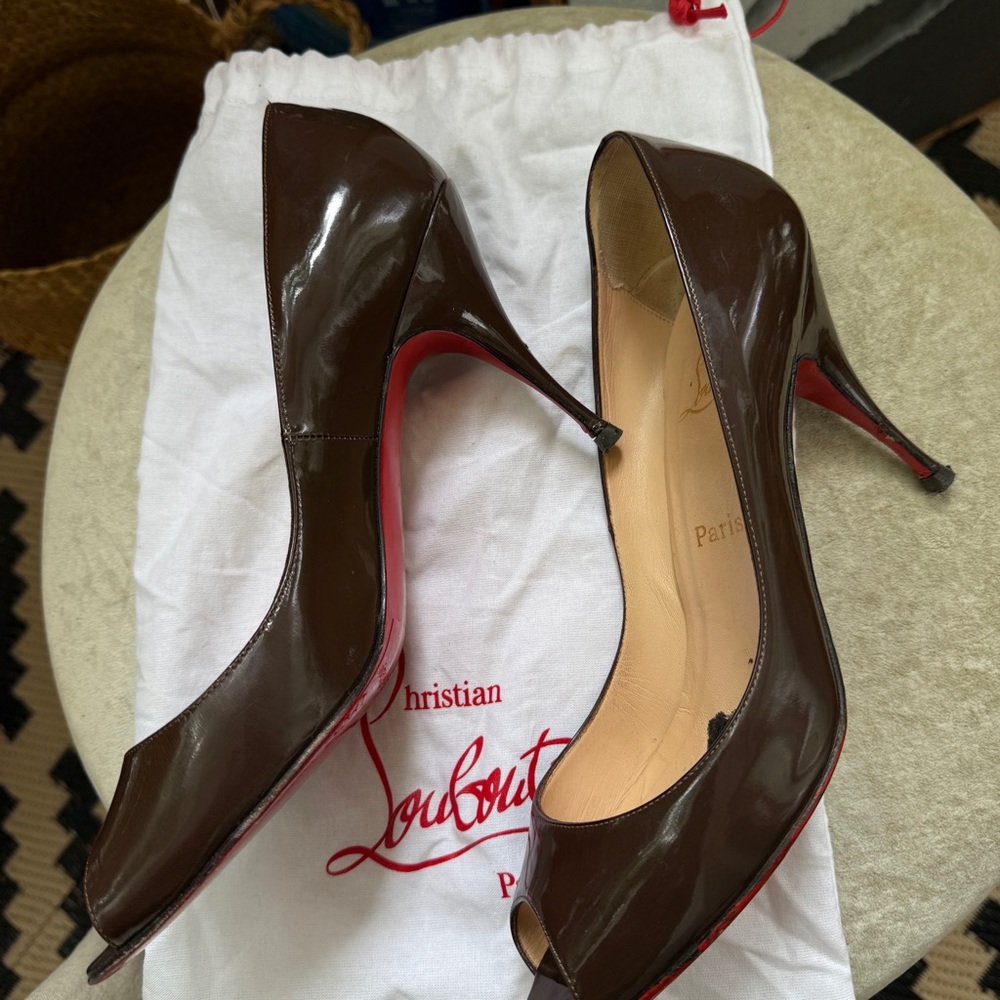 Christian Louboutin Brown Heels Patent Leather